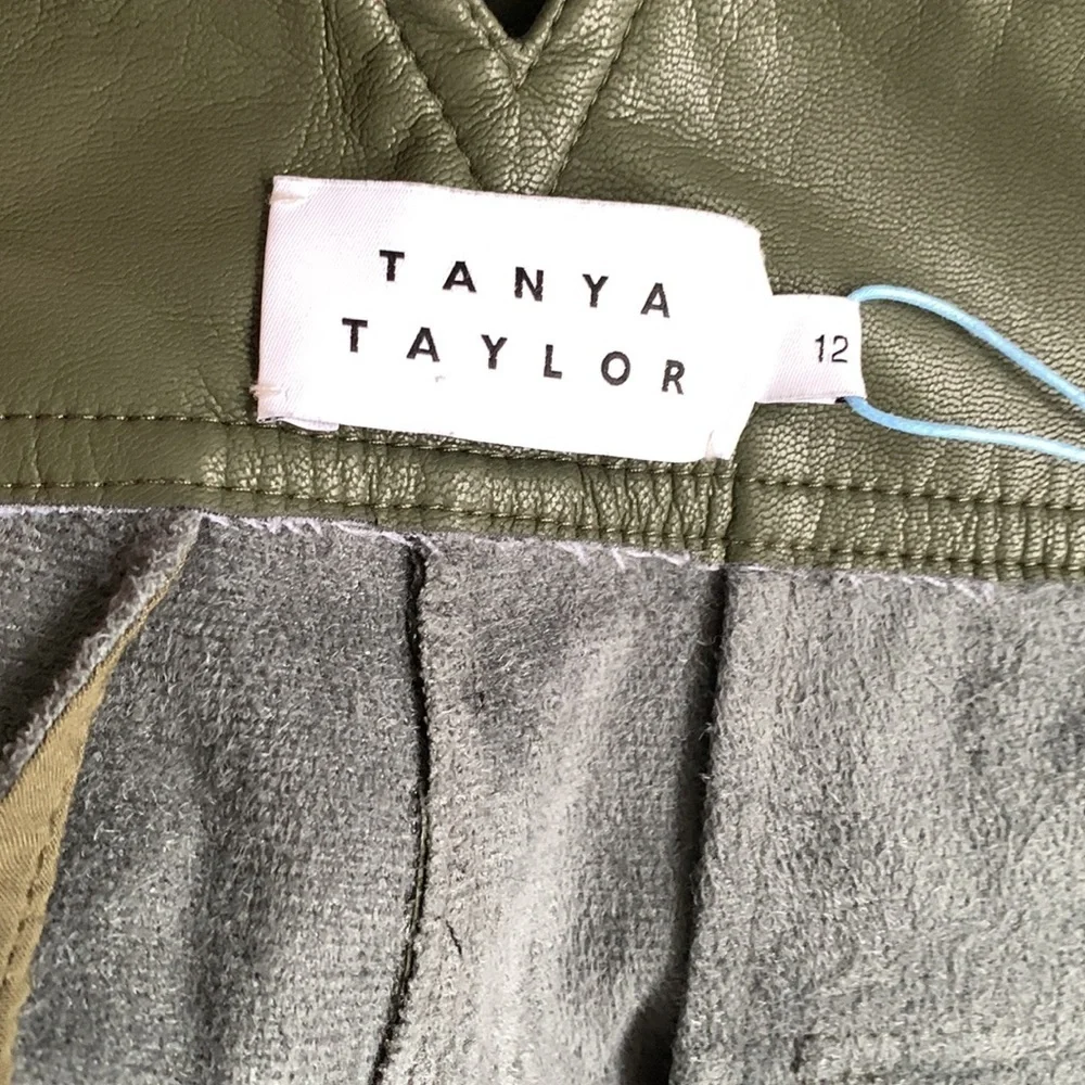 TANYA TAYLOR Faux Leather Greta Rolled Cuffs Shorts Olive sz 12 - Picture 12 of 12